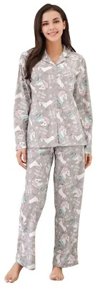 Conjunto de pijama feminino RH de malha estampado 2Ps mistura de algodão roupa de dormir RHW2843 - Imagem 1 de 4