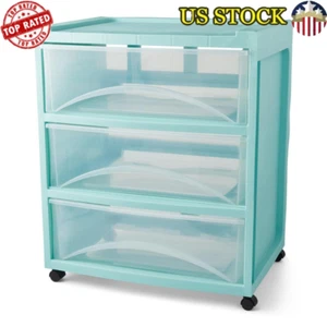 3 Drawer Rolling Storage Cart Mobile Organizer Utility Filing Cabinet Office New - Picture 1 of 7