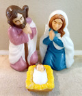 Nativity 3 Piece Set 28" Lighted Blow Mold Mary Joseph Baby JESUS Vintage USA