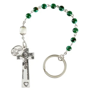 Irish Penal Rosary - 6mm Glass Beads 8mm Capped Pater - St. Patrick Dangle 9" - Picture 1 of 5