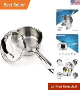 Casseruola in Acciaio Inox 1,5 Qt con Coperchio Colino - Versatile Cucina Essenziale - Foto 1 di 9