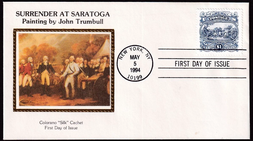 1994 Burgoyne at Saratoga Sc 2590 $1 FDC with premium Colorano Silk cachet - Image 1 of 1