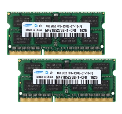 Samsung 8GB 4GB 2RX8 DDR3 1066MHz PC3-8500S 204PIN SO-DIMM Laptop RAM Memory ~!@ - Image 1 of 4