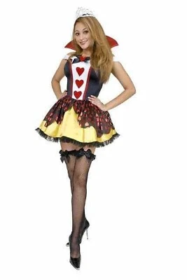 Queen of Hearts Alice in Wonderland Fancy Dress Up Halloween Sexy Adult Costume - Image 1 of 2