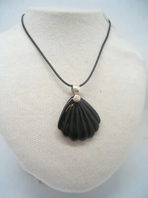 Ciondolo in ARGENTO 925 con OSSIDIANA naturale - pendente Pietra Dura nera - - Immagine 1 di 4