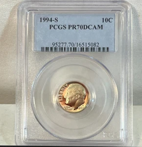1994 S Roosevelt Dime PCGS PR70DCAM Cert# 166515082 - Picture 1 of 4