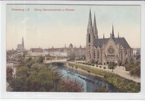 AK Strassbourg, Strassburg, Evang. Garnisonskirche und Münster um 1910 - Bild 1 von 2