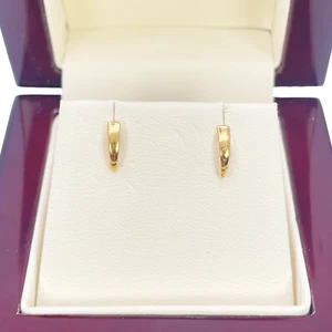 22ct Yellow Gold Plain High Polished Children's Earrings 8mm Length - Picture 1 of 8