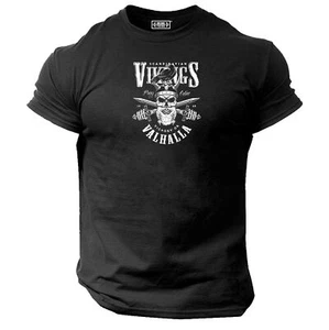 Bones & Sword T Shirt Gym Clothing Bodybuilding Vikings Victory or Valhalla Top - Picture 1 of 18