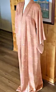 Vintage Japanese Kimono~ Chirimen Silk~ Floral Pattern ~Bust 48 / Length 60 in - Picture 1 of 12