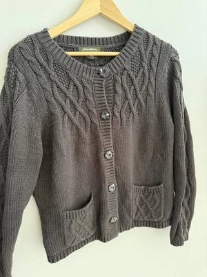 Eddie Bauer Knit Cardigan Button Up Sweater In Gray Women’s Sz XL Petite Pockets - Image 1 of 4