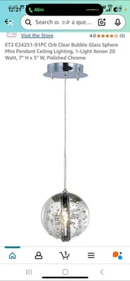ET2 E24251-91PC Orb Clear Bubble Glass Sphere Mini Pendant Ceiling Light - Image 1 of 2