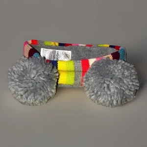 Gap Baby Girls M/L Medium Large Striped Winter Headband Pom Pom Ears New - Picture 1 of 6
