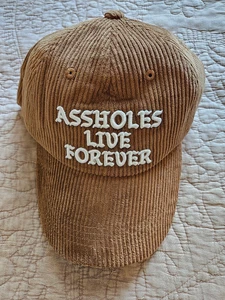 Assholes*s Live Forever Brown Corduroy Adjustable Strapback Cap Hat - Picture 1 of 7