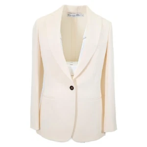 Christian Dior 3C21265A1624 100% silk peak lapel Jacket 38 Ivory - Picture 1 of 9