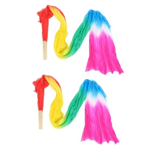 2pcs Colorful Gradient Dancing Fan: Belly Dance Accessory - Multi-Color - Picture 1 of 12