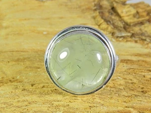 Natural Prehnite 925 Solid Sterling Silver Ring Size US-7.5 g971 - Picture 1 of 10