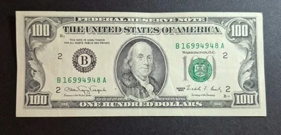 1990  $100 One Hundred Dollar Bill Note Circulated - Image 1 of 2
