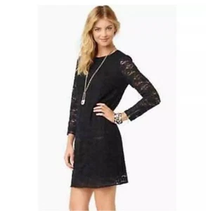 Juicy Couture Black Lace Long Sleeve Back Zip Sheath Dress Women's Size Small - Picture 1 of 18