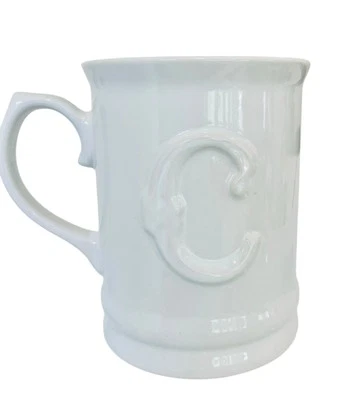 Caneca de café 'C' monograma assinatura branca brilhante 12 oz 4,75" de altura - Imagem 1 de 4