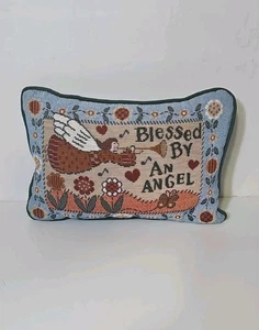 Encantador tapiz bendecido por un ángel almohada de 10x7 pulgadas flores - Imagen 1 de 5