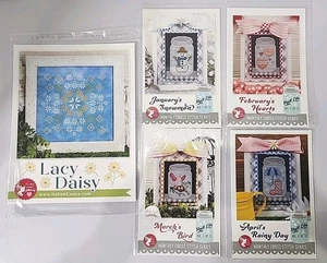 It's Sew Emma Kreuzstich 5 Muster Lot Faden Karte Spitze Gänseblümchen & 1-4 Haltbarkeit - Bild 1 von 11