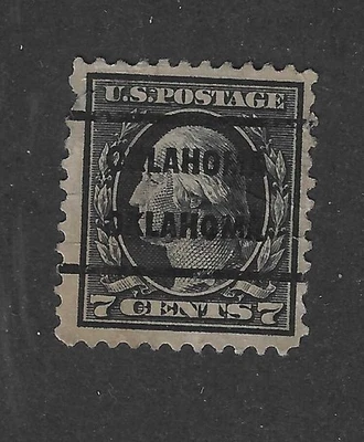 US # 507, 7 cents black, Oaklahoma Precancel, 1917, VF-XF - Image 1 of 2