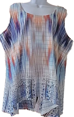 One World Top 2X Tanque Sin Mangas Boho Verano Plus Crochet Encaje Rayas Foto 1 de 4