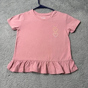 Cat & Jack Shirt Girls Medium (8) Pink Heart Graphic Short Sleeve - Picture 1 of 7