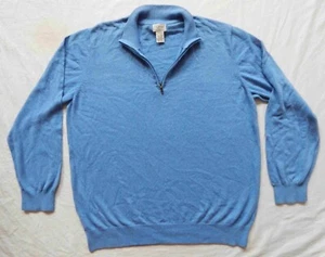 L.L. Bean Solid Blue Cotton Cashmere Half Zip Pullover Sweater - 2XL Mens XXL - Picture 1 of 9