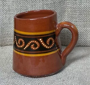 Braun Abstrakt Kunst Keramik Kaffeebecher Tasse Unebener Rand Southwestern Cowboy Western - Bild 1 von 7