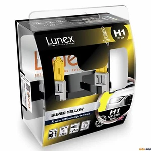 Lunex H1 SUPER YELLOW 12V Halogen Headlight Foglight Bulbs 2300K HardCase Set - Picture 1 of 1