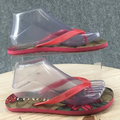 Sandalias Coach para mujer 7 B chanclas rosas sin cordones informales puntera estampada floral Foto 1 de 4