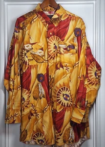 Vtg Panhandle Slim Mens 17.5-35 Western Shirt Native American Southwest USA MADE - Picture 1 of 9