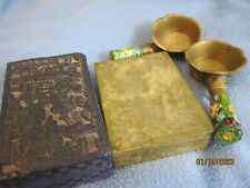 Chinese - 2 small Boxes and 2 Decorative Ladles with floral decor  