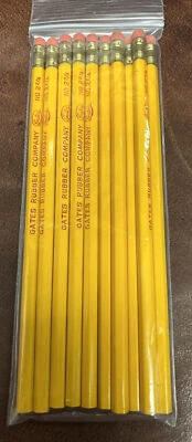 Rare Gates Rubber Co. Package of 10 Loose Pencils #2 2/4 Red Lettering Unused - Image 1 of 4