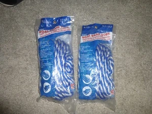 2- Wellington Blue & White 3/8" x 50' Flexible Poly Boat Braid Rope #87603 USA - Bild 1 von 12