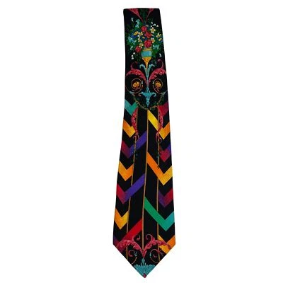 VTG 90s Rush Limbaugh No Boundaries 100% Silk Tie Floral & Chevron Multicolor Foto 1 de 4