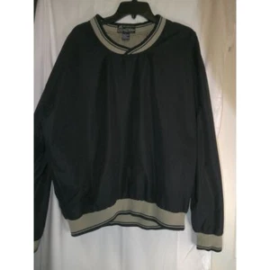 Pro Golf World Vintage Golf Pullover Jacket Black & Tan Striped Trim Size L - Picture 1 of 3