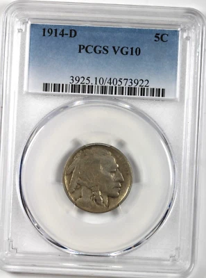 1914-D Buffalo Nickel :  PCGS VG10 - Image 1 of 4