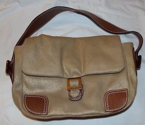 Kate Spade Womens Purse Handbag EUC Brown Beige Canvas Tweed Leather Trim - Picture 1 of 12