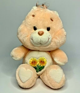 Vintage 1983 Care Bears Friend Bear Kenner 13" Plush Peach Sunflowers - Picture 1 of 9