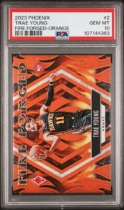 Trae Young 2023 Panini Phoenix Fire Forged Orange SP /49 PSA 10 (Pop 1) #2 - Picture 1 of 2
