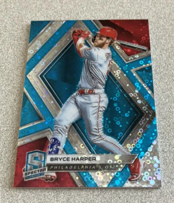 2019 Panini Spectra Neon Blue Donut Circles Prizm #5 Bryce Harper Nationals /99 - Image 1 of 2