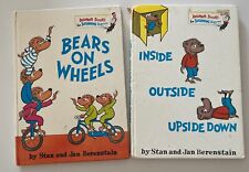 2 BERENSTAIN Bears “Bears On Wheels” “ Inside Outside Upside Down” HC 1969