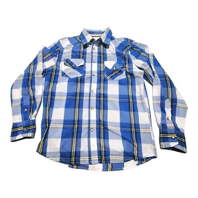 Ditch Plains Shirt Mens Medium Blue White Plaid Pearl Snap Western Long Sleeve M - Image 1 of 4