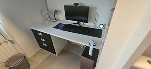 IKEA Bunk bed, Combo with Desk, 4 black drawers, a black wardrobe and Shelves - Picture 1 of 5