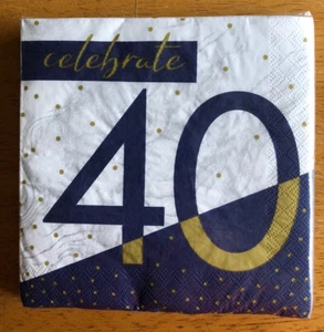 16 Creative Converting Paper Luncheon Napkins CELEBRATE 40 Birthday Milestone - Picture 1 of 2
