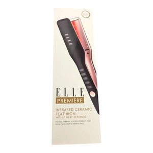 BNIB Elle Premiere Infrared Ceramic Flat Iron (EL8125-BLK) with 5 Heat Settings - Picture 1 of 3