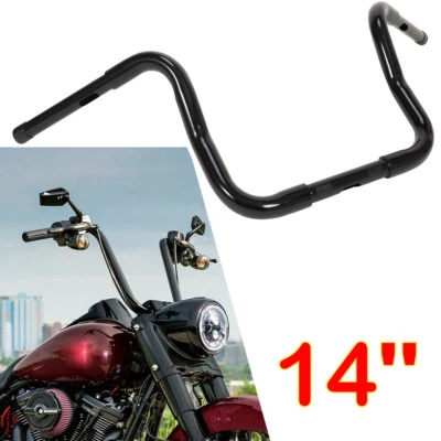 Black 14" Rise 1 1/4'' Ape Hanger Handlebar Fit For Harley Sportster XL883 1200 - Image 1 of 4